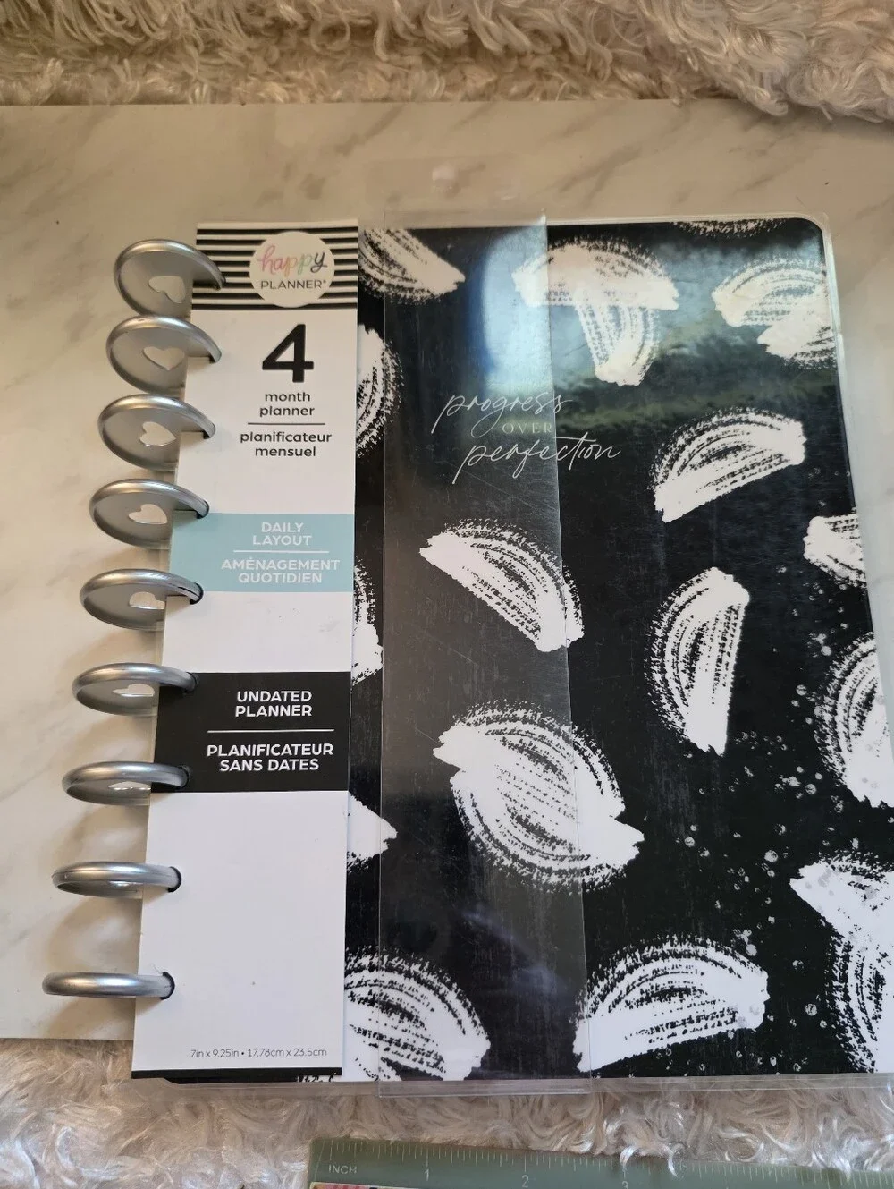 Happy Planner 4 Month Black & Silver Brushstroke Daily Layout Planner